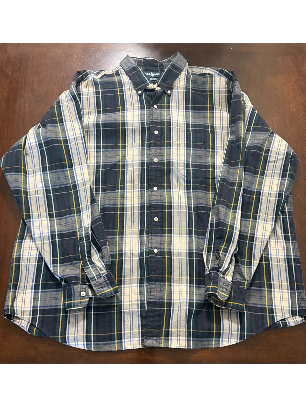 Vintage 90s Ralph Lauren The Big Shirt Plaid Button Down Mens 2XL